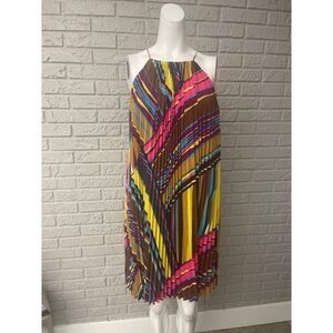Calvin Klein Women Multicolored Accordion Pleat Trapeze Dress Size S
